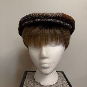 Vintage Hanna Hats Patchwork Plaid Pure Wool Donegal Ireland Men's Size L Worn